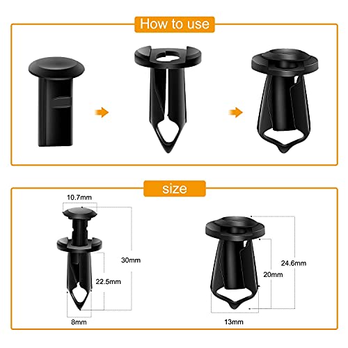 GOOACC GRC-70 35PCS Engine Under Cover Splash Shield Guard Body Bolts Bumper Fender Liner Push Retainer Fastener Rivet Clips , black - color: 35PCS Extruded U-nuts
