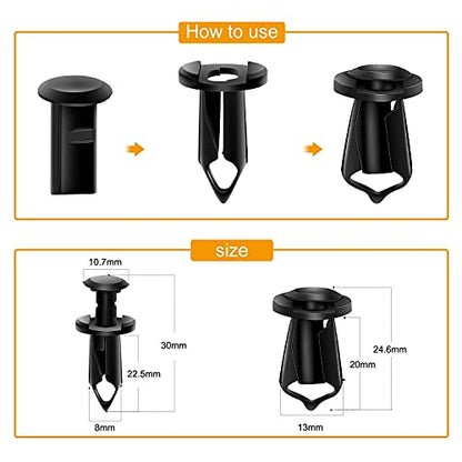 GOOACC GRC-70 35PCS Engine Under Cover Splash Shield Guard Body Bolts Bumper Fender Liner Push Retainer Fastener Rivet Clips , black - color: 35PCS Extruded U-nuts