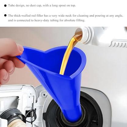 2PCS Oil Funnel, Flexible Multi-Function Automotive Oil Funnel, Spill-Proof Plastic Long Neck Engine Funnels Set for Gas Lubricants Water Diesel Fuel Kerosene, Car Accessories (Blue) - color: Blue, 2 PCS