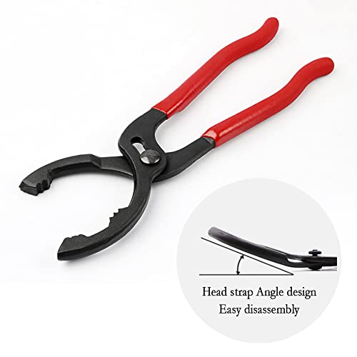 Salior 12'' Oil Filters Removal Specialty Tool Oil Filter Wrench,3-Position Adjustable+15°Bent Angle Head Design Oil Filter Pliers For 45-150mm Engine Filters,Conduit,Fittings, Red