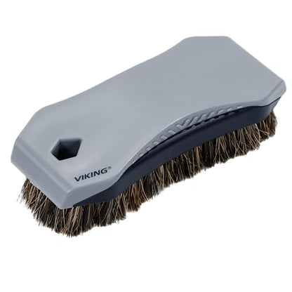 VIKING Leather Cleaner Brush, Horsehair Bristles for Car Interior, Cleaning Brush for Car and Home, Grey, 6.5 x 2.8 x 2 inch