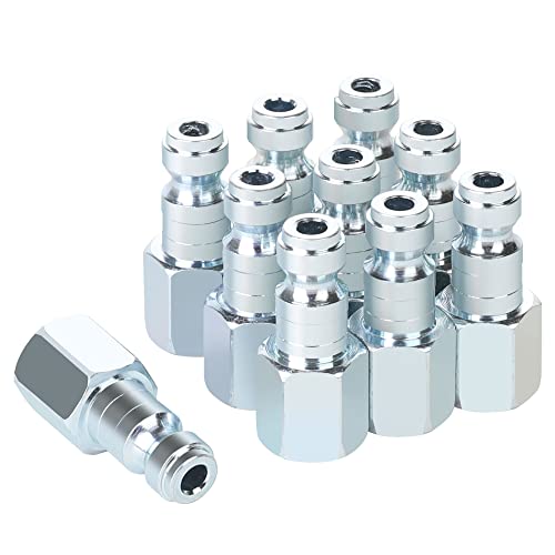 Air Compressor Accessories Fittings, Automotive T-type, 1/4 Inch Body Size, 1/4 Inch Female Threads Size, Steel Material, 300PSI Max Working Pressure, 10 Pieces Air Hose Plug Set - size: 1/4 FNPT PLUG