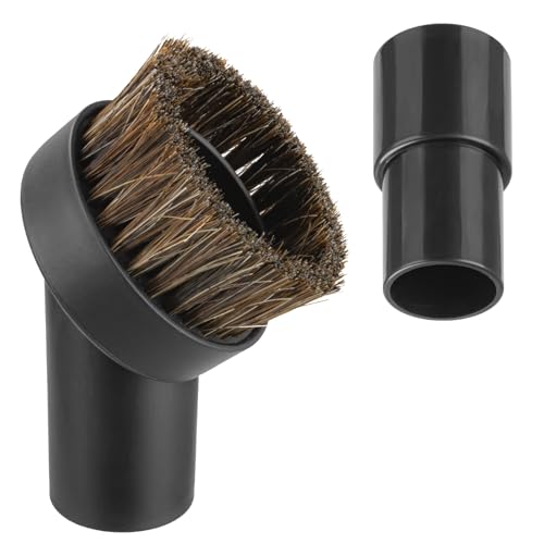 Vacuum Attachments & Brushes, Horsehair Round Brush with 1-1/4 to 1-3/8 Inch Vacuum Hose Adapter, Vacuum Brush Attachment for Shark and Shop Vac Attachments and Most Household Vacuum Cleaners - style: 2-Pcs
