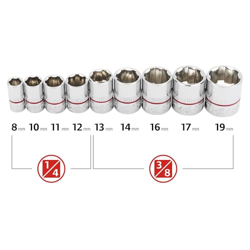 Ingersoll Rand 9 Piece Tech Solutions Metric Non-Slip Socket Set, Sizes: 8-19mm, Patented Twist Design for Tighter Grip as Sockets Turn, with Thermoform Organizer Tray – 752039X - size: Non-Slip Socket Set, style: Metric