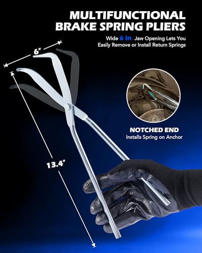 Orion Motor Tech 32pc Dual Brake Tools, 2 in 1 Caliper Compression Tool and Drum Brake Tool Kit, Brake Caliper Tool Kit and Drum Brake Tool with Brake Spring Tool Compressor Pliers Installer Remover | Structural-Grade Steel; Black Oxide Chrome Finish; Pis