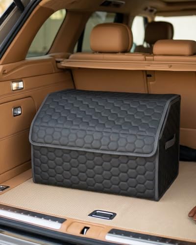 Owleys Trunk Organizer For Car - Collapsible Storage Bins - Keep Groceries, Sports Gear & Tools Secure On Road Trips - Best Gifts for Men - Heavy Duty Cargo Tote (Black 21.6) - color: Black 21