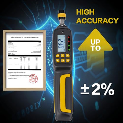 Digital Torque Screwdriver with LCD Display, 1/4" Quick-Release Bit Holder, 2.6-70.8 in-lb, 38-Piece Set, ±2% Accuracy