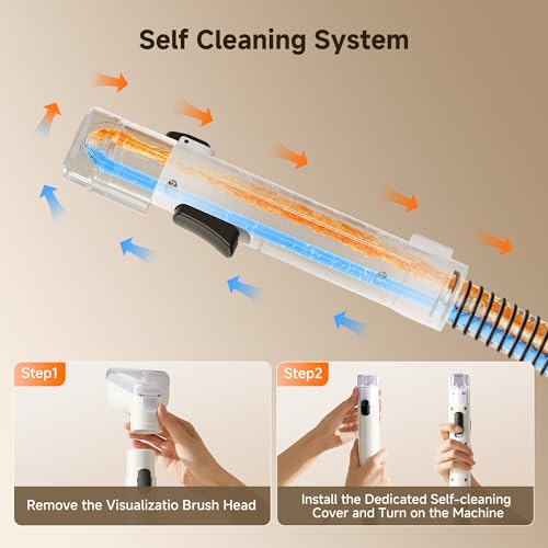 Uwant Upholstery Cleaner Machine with 18Kpa Suction Portable Carpet Cleaner Machine for Cars, Pets with Pet Pro Solution and Self Cleaning Tools Set of 1 for Spot, Rug, Couch - color: White-Cappuccino