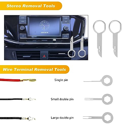 GOOACC 19Pcs Trim Removal Tool Set with Storage Bag | Fastener Clip Removers Auto Plastic Trim Tools Upholstery Pliers & Terminal Tools for Car Panels Audio Systems Black - color: Black