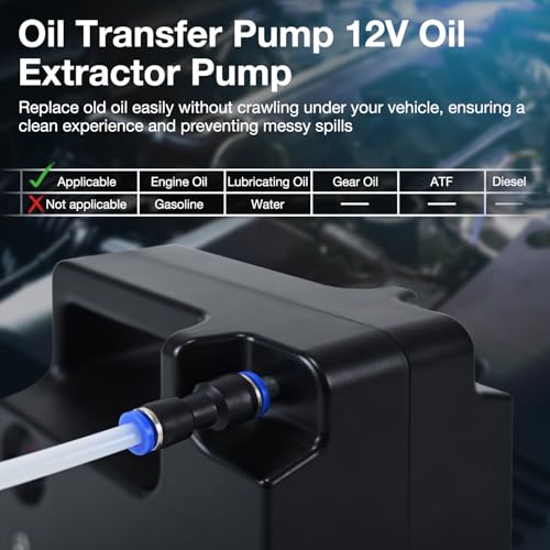 Oil Transfer Pump 12V Oil Extractor Pump for Engine Oil Change, Self-Priming Fluid Transfer Pump for Motor Oil, Gear Oil, Transmission Fluid for Boats, Automobiles, Motorcycles, ATVs, RVs, Trucks