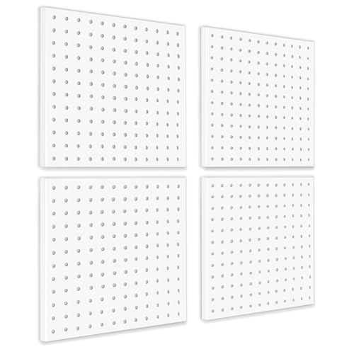 4Pcs Pegboard, Metal Peg Board, Pegboard Wall Organizer Panels Accessories, Mount Display Peg Board Kits for Walls Garage Craft Room Office Workshop, Easy Installation (White) - style: Metal pegboard-4pack