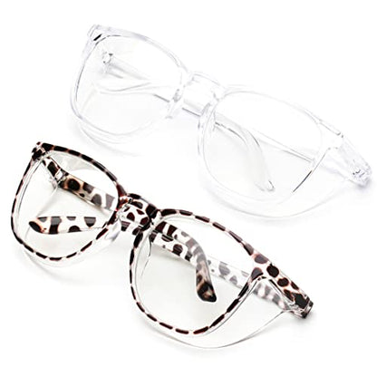 JOO'RTI Anti-Fog Safety Goggles Anti-Blue Light Saftey Glasses Anti-Dust Protective Eyewear for Women and Men - color: 2packs(demi & Trans)