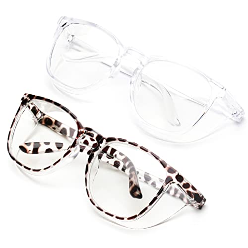 JOO'RTI Anti-Fog Safety Goggles Anti-Blue Light Saftey Glasses Anti-Dust Protective Eyewear for Women and Men - color: 2packs(demi & Trans)