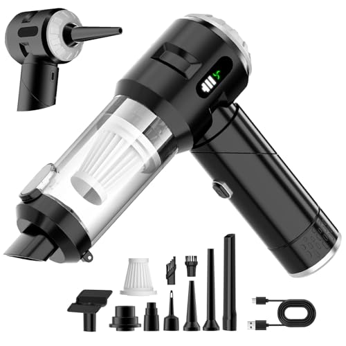 Wansimoo Handheld Car Vacuum Cleaner,25000PA Strong Cyclonic Suction Foldable Mini Vacuum Portable Cordless with Digital Display and One Touch Dust Removal for Car, Home, Office, Kitchen (Silver) - color: Silver