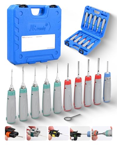 JRready JRconDRK15A10-01 Automotive Terminal Removal Tool Kit, Pin Extractor Tool Set for Deutsch, Weather Pack, Delphi Metri-Pack & AMP Superseal Connectors,Depinning Tool for Wiring Harness Repair