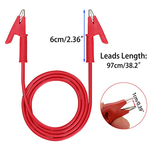 Sumnacon 5 Pack Alligator Clips Test Leads with Insulators Clips,Dual Ended Alligator Clips Electrical Wires with Jack Copper Clamps,Flexible Alligator to Alligator Clip for Electrical Testing - size: 3.3Ft/1M