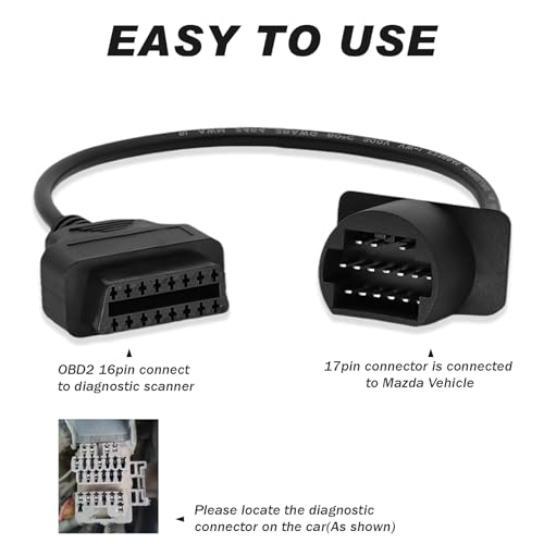 OBD2 Adapter for Mazda 17 Pin OBD1 to 16 Pin OBD2 Diagnostic Cable, Compatible with Mazda Vehicles 17pin Connector, Work with ELM327 OBD2 Diagnostic Scanner Tool and Code Reader - style: Fit for mazda-17pin
