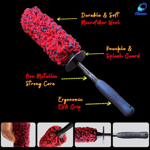 Premium Microfiber Wheel Brush | Soft Non-Metallic Rim Cleaner & Wheel Brush | 15 Inch Long Regular Size - size: Regular