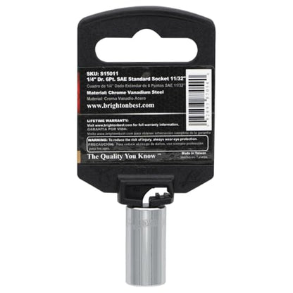S15011 1/4" Drive SAE Socket, 11/32" Standard 6 Point - size: 11/32 INCH, style: STANDARD
