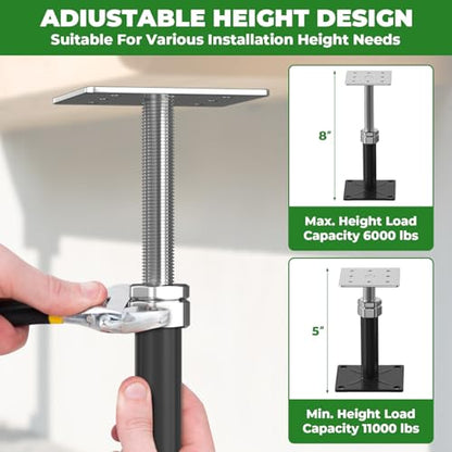 4PCS House Joist Jacks for Leveling, 5" - 8" Height Adjust Range, Adjustable House Floor Jacks for Lifting, Telescoping Screw Jacks for Temporary Support - 11000 lbs Max Load Capacity - size: 5-8in Black