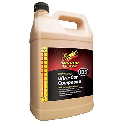 Meguiar's Mirror Glaze M105 Ultra-Cut Compound, Car Rubbing Compound for Removing Scratches and Heavy Swirls While Adding Shine, Safe and Effective on All Glossy Car Paint and Clear Coats, 1 Gallon - size: 1 Gallon, style: Ultra-Cut Compound