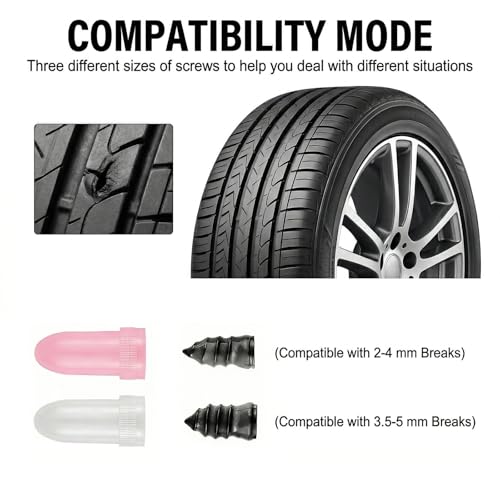 60PCS Tire Repair Screw Plug Kit, 2-Size Screw-in Plugs with Screwdriver, Self-Service Tire RepairPlugs with Screwdriver for Tires Puncture Repair, Rubber Nail Fix for Most Vehicles - size: 60 PCS