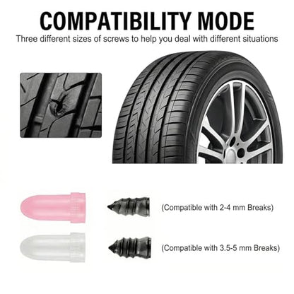 60PCS Tire Repair Screw Plug Kit, 2-Size Screw-in Plugs with Screwdriver, Self-Service Tire RepairPlugs with Screwdriver for Tires Puncture Repair, Rubber Nail Fix for Most Vehicles - size: 60 PCS