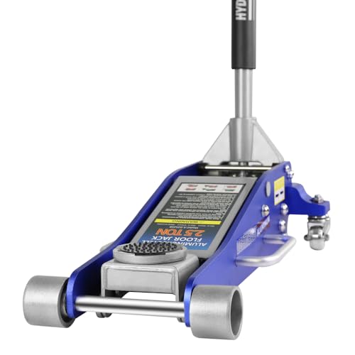 Hydraulic Low Profile Aluminum and Steel Racing Floor Jack with Dual Piston Quick Lift Pump and Dual Side Handles, 2.5 Ton (5,000 Lb) Capacity Lifting Range Between 3.74" to 18.7", Blue