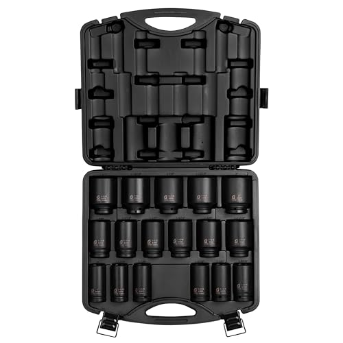SUNEX TOOLS 4685, 3/4 Inch Drive Deep Impact Socket Set, 17-Piece, SAE, 1"-2", Cr-Mo Steel, Radius Corner Design, Dual Size Markings, Heavy Duty Storage Case