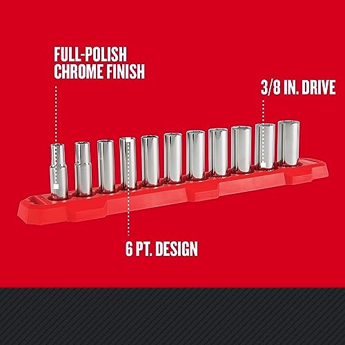 CRAFTSMAN Socket Set, Metric, 3/8" Drive, 6 Pt., 11Piece (CMMT12045) - size: 3/8" in, style: Metric
