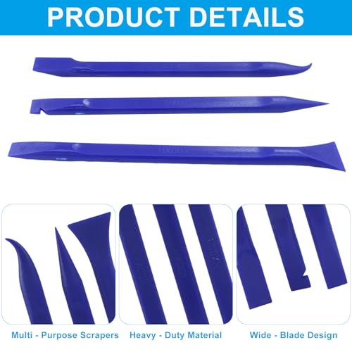 Plastic Scraper Tool 9 Pieces Non-Scratch Cleaning Kit for Tight Spaces, Remove Stickers Labels Oil Stains Food Dirt(Blue) - color: Blue