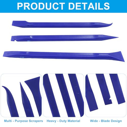 Plastic Scraper Tool 9 Pieces Non-Scratch Cleaning Kit for Tight Spaces, Remove Stickers Labels Oil Stains Food Dirt(Blue) - color: Blue