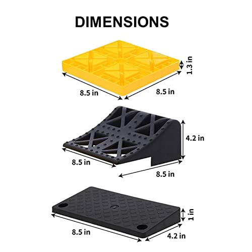Homeon Wheels 10 Packs Rv/Camper Leveling Blocks, Chocks Anti-Slip Pads Design Include One Wheel Chock and Carrying Bag for Camper Travel Trailer - Yellow - color: Yellow + Black chock