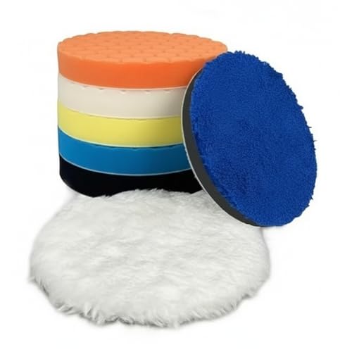 7-Pack 5-Inch Car Polishing Pads - Synthetic Wool & Foam Buffer Set for Dual Action Polishers
