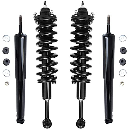 Detroit Axle - Struts Shocks for 2003-2023 4Runner 2007-2014 Toyota FJ Cruiser Complete 2 Front Struts with Coil Spring 2 Rear Shock Absorbers 2008 2009 2010 2011 2012 2013 Replacement Ready Strut - size: 10102-4A/Shock Kit