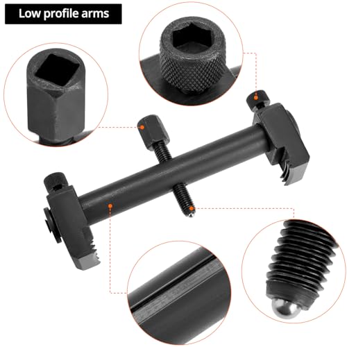 QWORK Universal Ribbed Drive Pulley Crankshaft Remover Tool Puller with Low Profile Arms for Restricted Engine Bays – 6.3” Max Jaw Opening