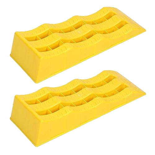 Fabater RV Leveling Ramps, Heavy Duty Molded Plastic Anti Slip Surfaces 3 Level Gradual Increments Vehicle Ramps, Car with 2 Pack for Trailer SUV RV Car on Uneven Ground