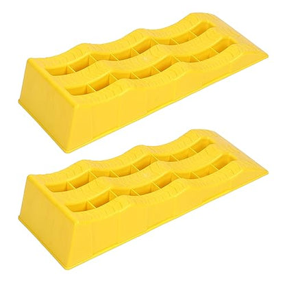 Fabater RV Leveling Ramps, Heavy Duty Molded Plastic Anti Slip Surfaces 3 Level Gradual Increments Vehicle Ramps, Car with 2 Pack for Trailer SUV RV Car on Uneven Ground