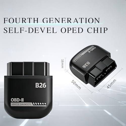 B26 Bluetooth OBD2 Scanner for iOS & Android - Subscription-Free Engine Code Reader, 2026 Upgraded Engine Diagnostic Tool, Reset Check Engine Light for Temporary & Pending Faults