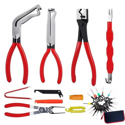 LUOWPZI 11PCS Automotive Electrical Connector Removal Tool Kit, Electrical Disconnect Pliers, Relay Puller, Hose Remover, Terminal Pin Extractor & Panel Clip Tool Set for Car Repair with Storage Bag - size: 11 Pcs