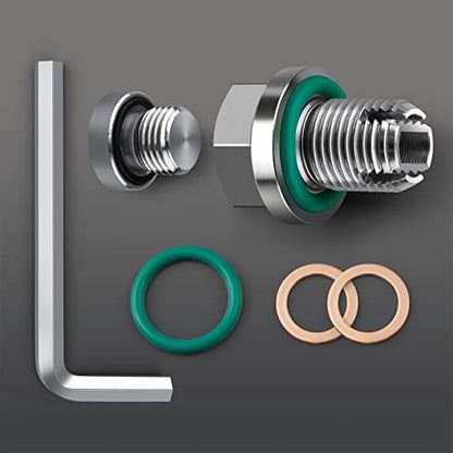M12.1-1.25 x 15mm Oversize Piggyback Oil Drain Plug, Stainless Steel Self Tapping Oil Pan Thread Repair Kit - size: M12.1-1.25 x 15mm