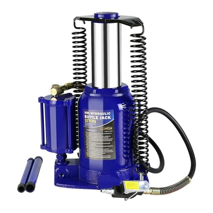 32 Ton Air Hydraulic Bottle Jack with Manual Hand Pump, Heavy Duty Auto Truck Travel Trailer Repair Lift for Pickup Truck, RV, Auto Repair, Industrial Engineering and Heavy Equipment (Blue) - color: Blue, size: 32 Ton
