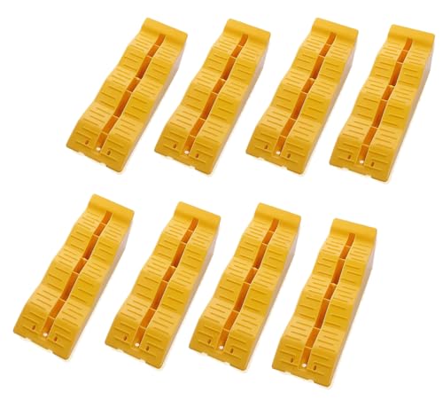 ZONETECH Automotive Leveling Ramps - 8 Packs Premium Quality Camper Trailer SUV Car Wheel Chocks, Leveler, Stabilizer on Uneven Ground- Great for Raising Auto - color: Yellow 8