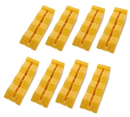 ZONETECH Automotive Leveling Ramps - 8 Packs Premium Quality Camper Trailer SUV Car Wheel Chocks, Leveler, Stabilizer on Uneven Ground- Great for Raising Auto - color: Yellow 8