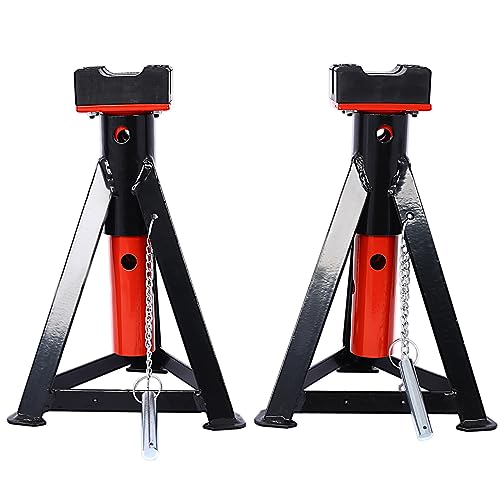 Gecheer 3 Ton Jack Stands Pair – 6000 lb Capacity, 6-Position Adjustable Height (12.6 in to 18.3 in), Rust-Resistant Anodized Post & Powder-Coated Base