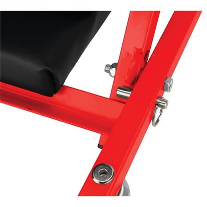 Performance Tool W85034 36-Inch Z-Frame Folding Automotive Creeper, All-in-One Adjustable Roller Garage Seat, Lay Down or Sit, 300 lbs. Capacity, Under Car Creeper, Padded with 6 Swivel Casters