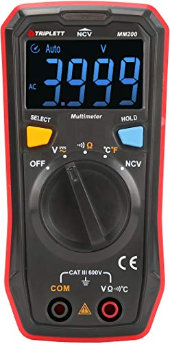 Triplett MM200 Compact 4000 Count Multimeter - AC/DC Voltage, Resistance, Temperature, Continuity ,Black - size: MM200, style: Standard