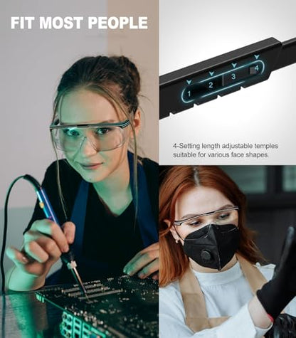 xaegistac Anti Fog Safety Glasses with Side Shields | UV400 Protective Eyewear,Impact Resistant Safety Goggles for Men Women - color: Black Lens and Black Frame