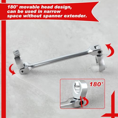 Flex Head Flare Nut Wrench 15 * 17mm Metric Double Flexible Flare Nut Line Wrench Flex Tools 40Cr for Automotive Repairs Plumbing Repairs - style: 15*17mm