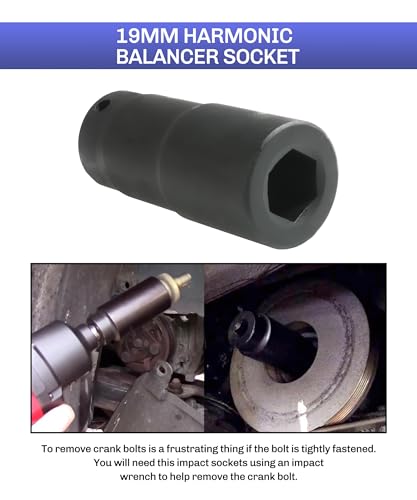 bylikeho Crankshaft Pulley Removal Tool,Automotive Tool,Car Accessories Weighted Sockets,19mm Harmonic Balancer Socket,50mm Crankshaft Pulley Holder, Use to Install or Remove Engine Crank Bolts